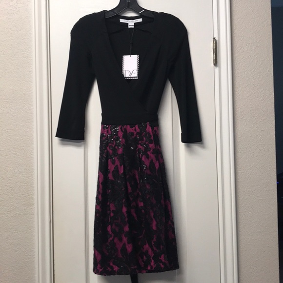 NWT-  DVF Jewel Embellished Wrap Dres - Picture 3 of 9